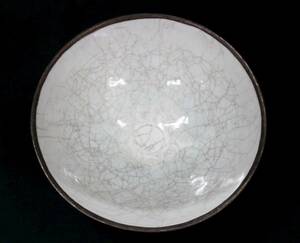 希少 数寄者放出品 中国 青白磁 影青銀 銀覆輪茶碗 明代 中国美術 骨董 古玩