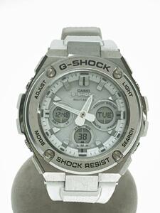 CASIO◆ソーラー腕時計・G-SHOCK/デジアナ/ラバー/SLV/WHT/セラミック