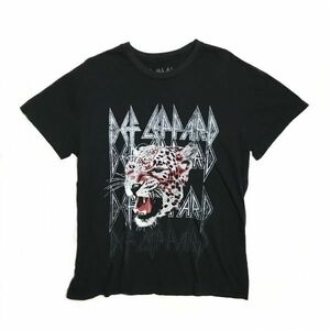 1円 US古着 デフレパード ロック バンドTシャツ 黒Tシャツ グアテマラ製 Tシャツ アニマル トラ ブラック ピンク 黒 薄手 レディース XL