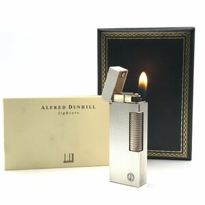 1円 美品 Dunhill ダンヒル ガスライター シルバー 総柄 煙草グッズ 喫煙具 着火良好 a2258