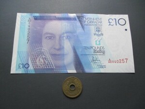 未使用　英領ジブラルタル　現行高額　エリザベス女王　10ポンド