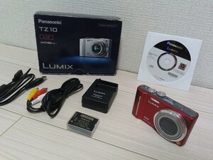 【動作美品】 Panasonic DMC-TZ10 LUMIX デジタルカメラ　パナソニック ルミックス 動作確認済み バッテリー 元箱あり レッド