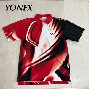 YONEX ヨネックス Mサイズ　ゲームシャツ 半袖 バドミントン　テニス　レッド/ブラック　赤　黒　刺繍ロゴ　速乾　Tシャツ