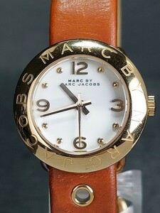 箱付き MARC BY MARC JACOBS マークバイマークジェイコブス MBM8575 アナログ クォーツ 腕時計 ３針 ホワイト文字盤 ゴールド レザーベルト