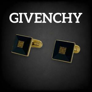 GIVENCHY ジバンシー カフスボタン カフリンクス ヴィンテージ ロゴ ビンテージ アンティーク 古着 オールド ブラック ゴールド 574