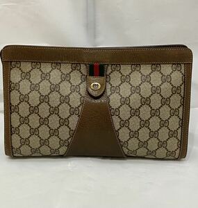 GUCCI クラッチバッグ グッチ セカンドバッグ オールドグッチ GG柄 シェリーライン ブラウン MT-141