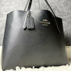 A4可●美品COACH コーチ アベニュー AVENUE トートバッグ ビジネス レザー 黒 ブラック 肩掛け メンズ ブリーフケース 赤 レッド ロゴ金具