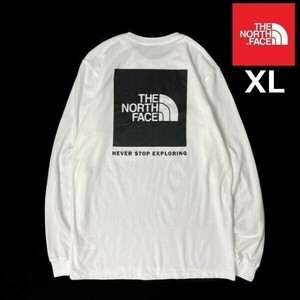 1円～!売切!【正規新品】THE NORTH FACE L/S BOX NSE TEE 長袖 Tシャツ ロンT US限定 男女兼用 ボックスロゴ アウトドア(XL)白① 180902-18