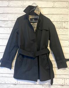 USEDバーバリーBURBERRY LONDONロンドン38Mサイズノバチェックノヴァチェック黒ブラックハーフコートトレンチコート三陽商会