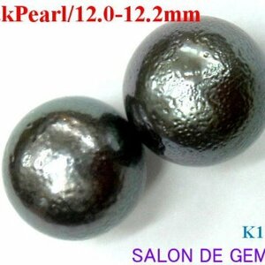 【新品】【特大】【K14WG:高級天然ブラックパール(黒蝶真珠) ピアス】P12.0-12.2mm
