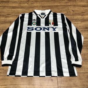 ②ユベントス サッカーユニフォーム カッパ Kappa 長袖 95/96 セリエA SONY サイズO(XL)ユヴェントス