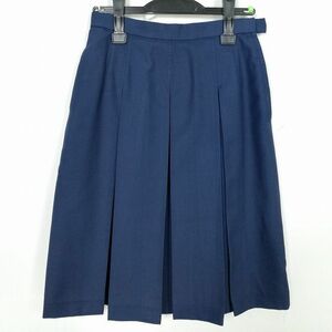 1円 スクールスカート 冬物 w66-丈62 花紺 中学 高校 プリーツ 学生服 制服 女子 中古 IN5673