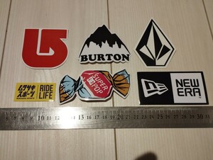 スノーボード　ステッカー　6枚セット　BURTON バートン　ボルコム　volcom　ニューエラ　ムラスポ　スケートボード　newera スノボ