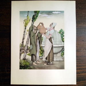 1946年 銅版画 ウンベルト・ブルネレスキ◆シャルル・ペローの童話集L◆赤ずきん 眠れる森の美女 長靴を履いた猫 アンティーク フランス