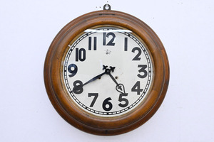 EN17 大型 アンティーク ゆらゆらガラス 木製 レトロ 戦前のお品 古い 古時計 丸時計 壁 掛時計 ゼンマイ式 振子時計 機械式 アナログ