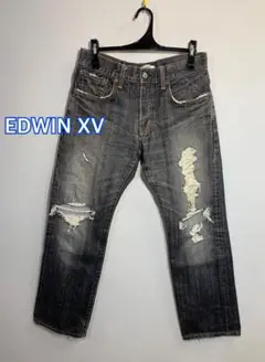 ■EDWIN エドウィン◾️XV ビンテージブラックジーンズ　BORO:W30