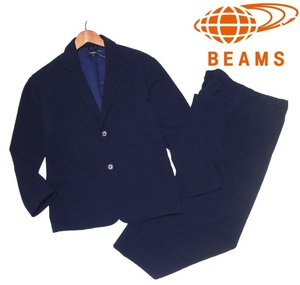 新品!! BEAMS HEART 2B カジュアル セットアップ リラックス スーツ ネイビー (XL) ☆ ビームスハート メンズ ジャージ素材 ストレッチ LL