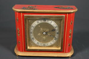 【和】(8591)　時代古作　英国製　手巻置き時計　唐物蒔絵枠　アンティーク　可動品