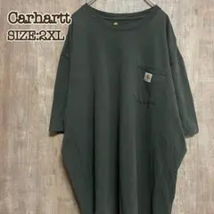 carhartt カーハート　ポケットT　ワンポイントロゴ　ダークグリーン2XL