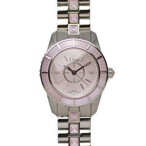 ディオール Dior クリスタル CD112110 クォーツ シェル文字盤 レディース 女性用 婦人用 腕時計 研磨仕上げ済み 中古