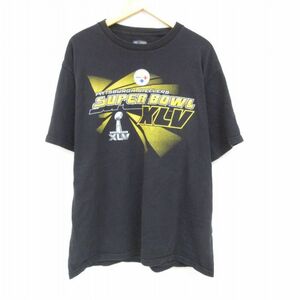 XL/古着 半袖 Tシャツ メンズ NFL ピッツバーグスティーラーズ 大きいサイズ コットン クルーネック 黒 ブラック アメフト スーパーボ