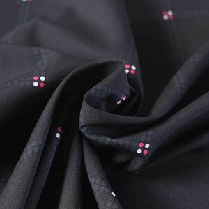 ♪ポリエステルドビーオックス幾何ドットチェックプリント 黒ｘグレー 巾：135cm♪1.8m[9771]