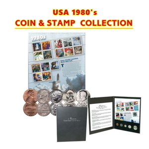 ■アメリカ　1980年代　コイン＆切手セット