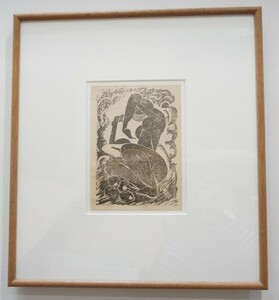 ＊恩地孝四郎「作品(秋幸)」 1924年(大正13年)木版画　キュビズムの裸婦が雰囲気あります。創作版画、愛知県美術館収蔵　真作保証