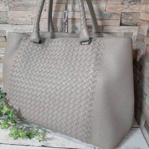 1円【ほぼ未使用！定価50万】BOTTEGA VENETA ボッテガヴェネタ ビジネスバッグ トートバッグ レザー イントレチャート アイボリー系 正規品