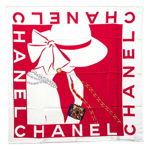 【送料無料】【本物】未使用品★CHANEL シャネル★スカーフ★ココマドモワゼル★レッド ホワイト★シルク100％★バンダナ★おしゃれ★