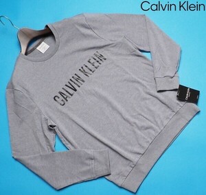 新品正規品 Calvin Klein カルバンクライン 春先最旬 ストレッチコットン スウェット トレーナー US:M JP:L 灰(W6W) NM1960