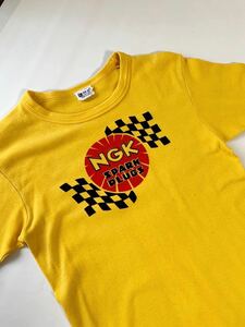 希少 日本製 70年代 当時物 NGK SPARK PLUGS ロゴ プリント Tシャツ Y.M.D プラグ バイク 旧車 昭和レトロ ビンテージ コレクター必見 70