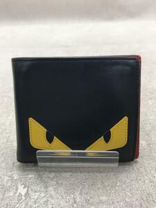 FENDI◆2つ折り財布/レザー/BLK/メンズ