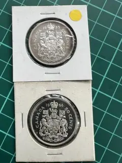 外国銀貨　カナダ50セント銀貨  2枚