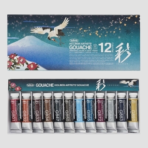 送料無料★ホルベイン 不透明水彩絵具 ガッシュ 彩 15ml G754 12色セット 冬 3754