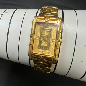 EDe340D06 FK-929-C GOLD INGOT WATCH スイスバンク 1g 999.9 5Pダイヤ クオーツ ELGIN メンズ 腕時計