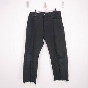 OLD PARK オールドパーク メンズ リーバイス リメイク 再構築ブラック カットオフ デニム パンツ BLACK L