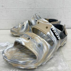 1440◎ crocs クロックス 靴 シューズ サンダル オープントゥ ワンポイント 3D ロゴ ベージュ グレー ホワイト レディースW9
