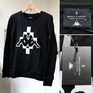 新品レア Marcelo Burlon マルセロバーロン Kappa カッパ スウェット シャツ XS 定5.06万 メンズ 黒 ブラック トレーナー 送料無料