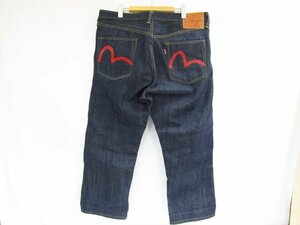 EVISU エビス Right-on 別注 赤耳 セルビッジ ワイドデニムパンツ デニムボトム レッドペンキステッチ Lot 9001 中古品 ★5046