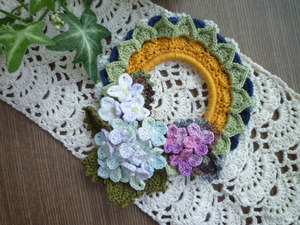 ☆ハンドメイド　レース編みシュシュ　紫陽花