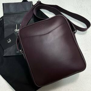 未使用保管品/現行モデル●dunhill ダンヒル レザー 本革 ショルダーバッグ クロスボディ 斜め掛け ビジネス 型押しロゴ ブラック 黒 高級