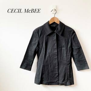 CECILMcBEE セシルマクビー テーラードジャケット 7分袖 ブラック 黒 Mサイズ 綿 ポリエステル ポリウレタン