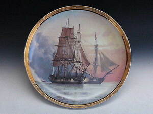 帆船 LA BELLE POULE号 飾り絵皿 フランクリンミント製 ◆ ビンテージ ジャパン