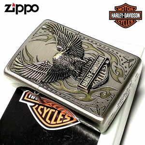 ZIPPO ライター ハーレーダビッドソン ジッポ アンティークニッケル＆ゴールド 金銀 古美仕上げ 鷲 メタル イーグル 日本国内限定モデル