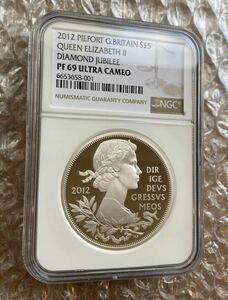ピエフォー版 NGC鑑定PF69 ダイヤモンドジュビリー 2012年 エリザベス女王60周年記念 英国 イギリス 5ポンド銀貨 シルバープルーフコイン