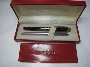 ★シェーファー SHEAFEER 万年筆 タルガ 1044 ボールペン ゴールド シルバー 2本セット【中古】｛dgs3684｝