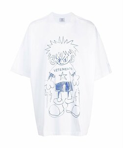 VETEMENTS Scribbled Teen ロゴプリント T シャツ オーバーサイズ 半袖 Tシャツ ホワイト Lサイズ