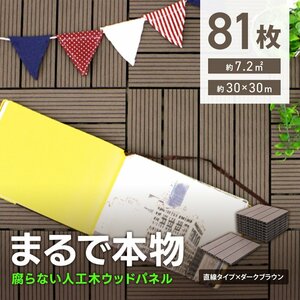 ウッドパネル ウッドデッキ 人工木 81枚 腐らない ジョイント式 ウッドタイル パネル タイル ベランダ ガーデン バルコニー デッキ 新品