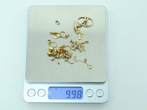 【1円スタート】 K18 刻印 イヤリング ブローチ ピアス カフス等 ジャンク まとめ 総重量約9.98g 3-A075/1/60L